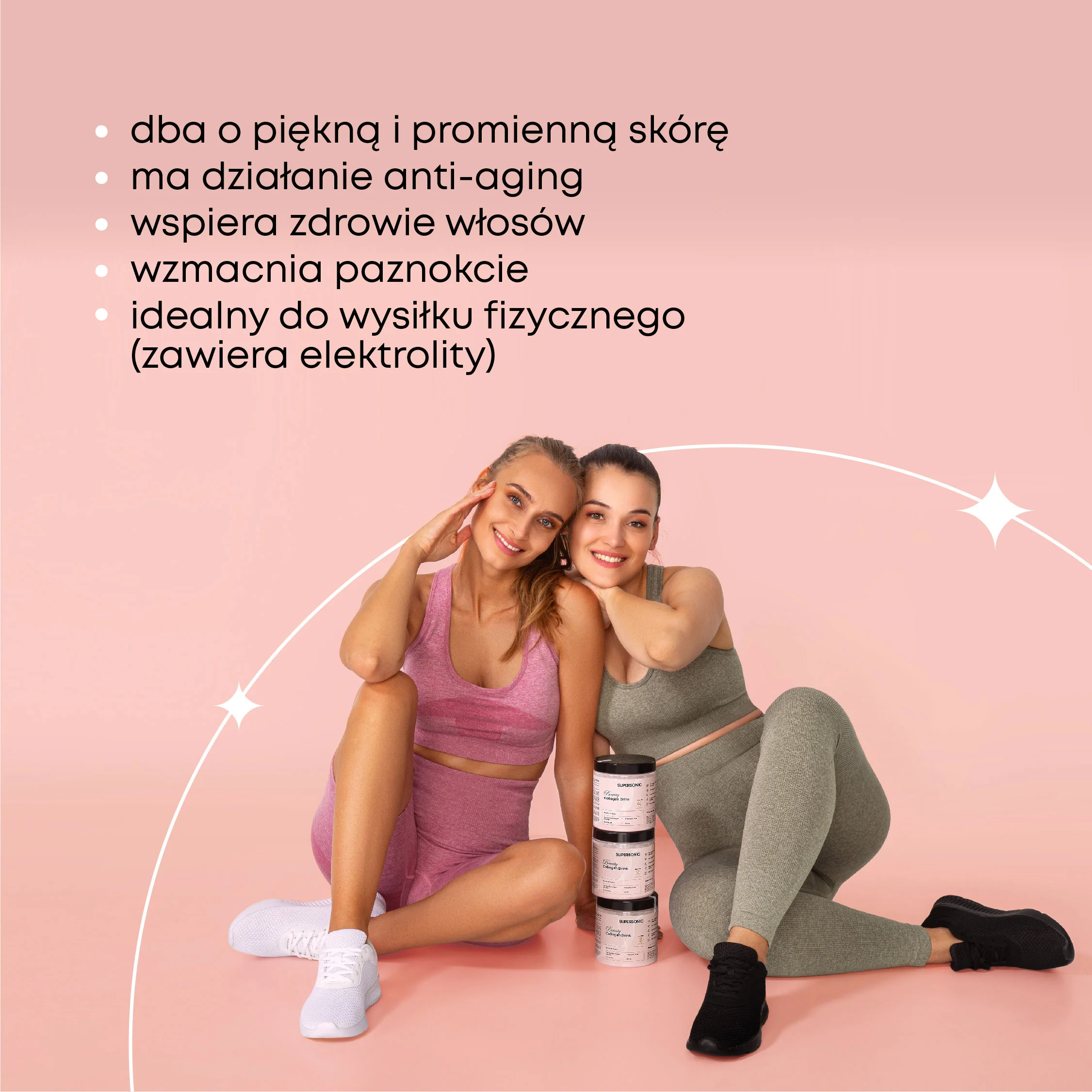 Supersonic Collagen Beauty Drink kolagen w proszku, smak porzeczka-mięta, 185 g 