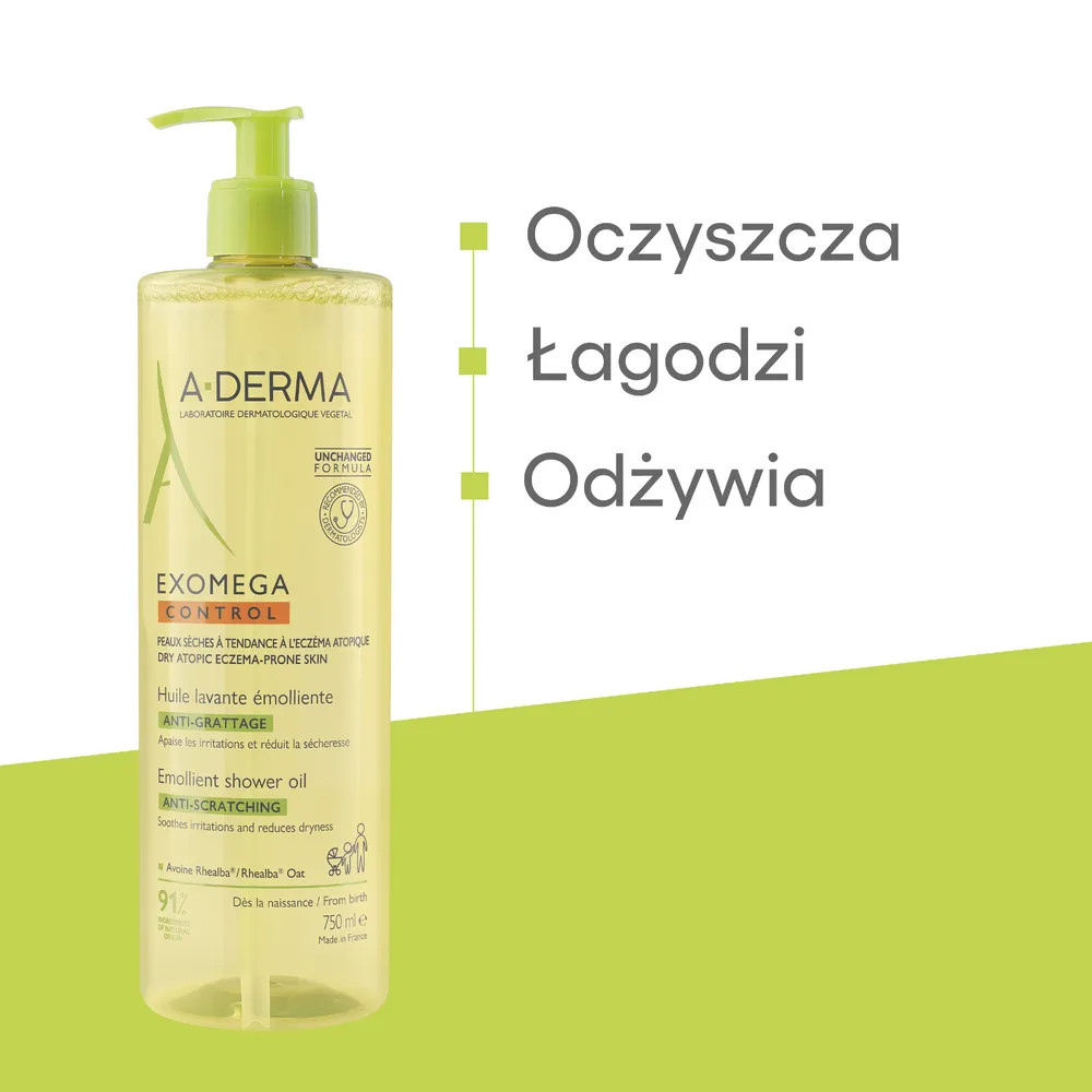 A-Derma Exomega Control olejek emolient pod prysznic,  750 ml 