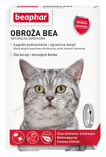 Bephar obroża BEA naturalna zapachowa przeciw pchłom i kleszczom dla kociąt i dorosłych kotów, 1 szt.