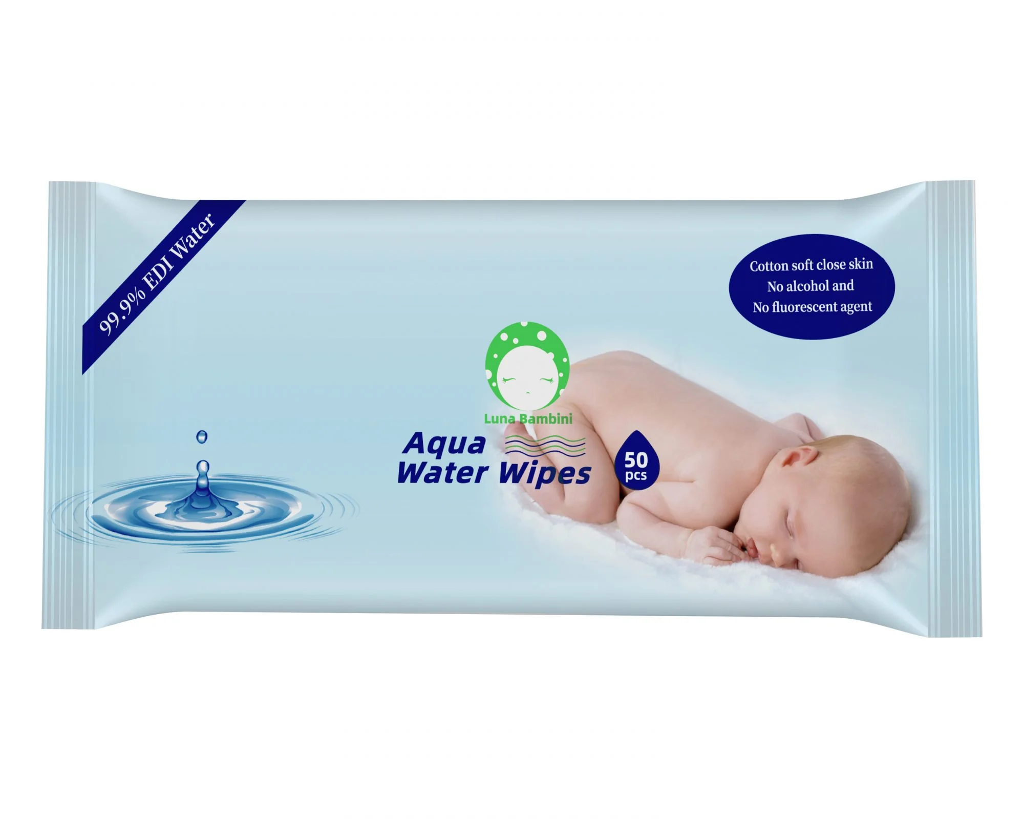 Luna Bambini Aqua Water Wipes chusteczki wodne, 4 x 50 szt. 