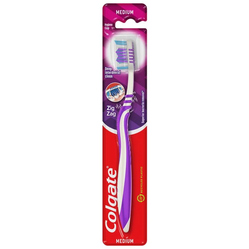 Colgate ZigZag Plus 2, średnie szczoteczki do zębów, 1 szt.