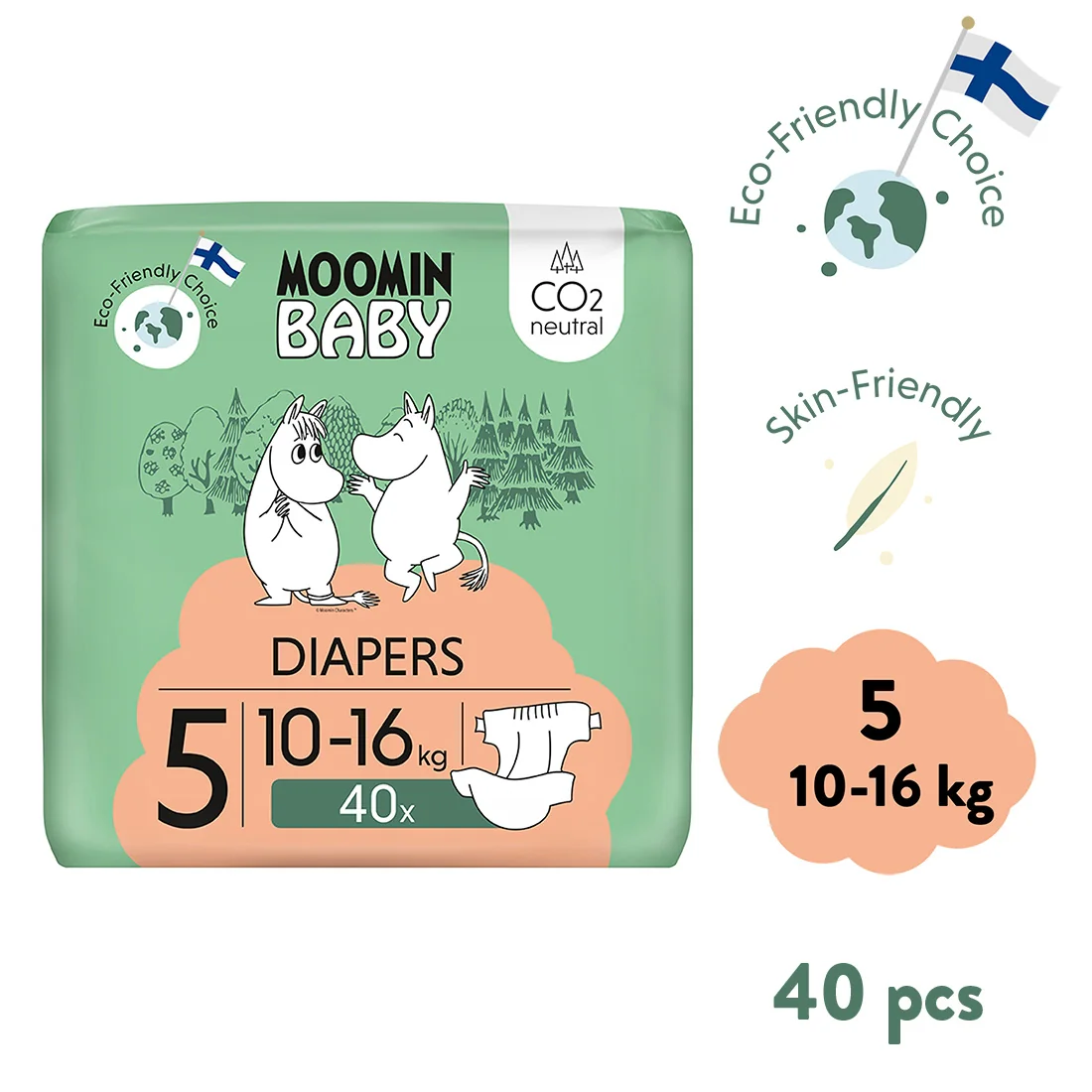 Moomin Baby, pieluszki 5 Maxi, 10-16 kg ,40 szt.