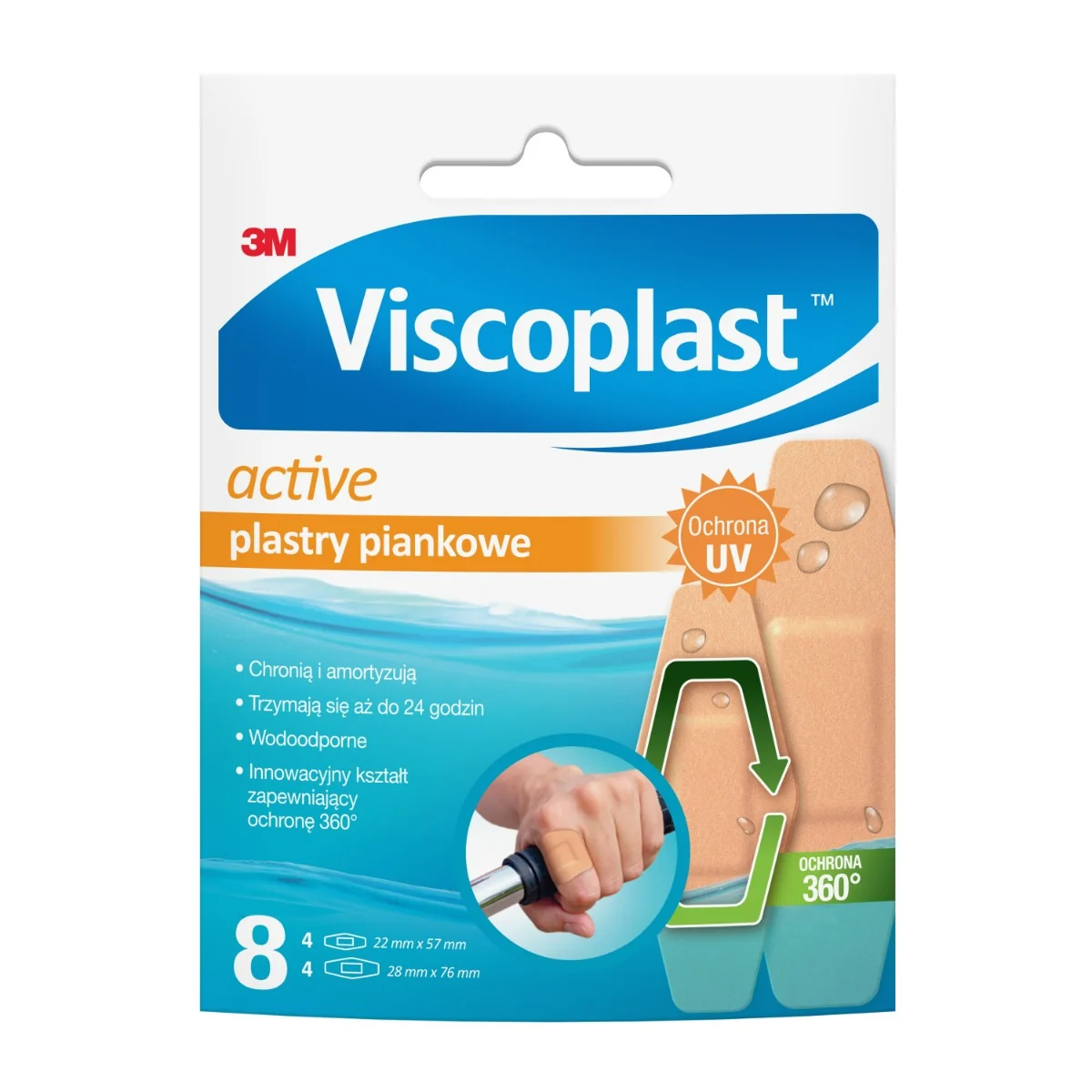 Viscoplast Active, plastry piankowe 2 rozmiary, 8 szt.