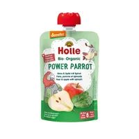 Holle BIO Demeter mus owocowo-warzywny z gruszką jabłkiem i szpinakiem Moc Papugi, 100 g