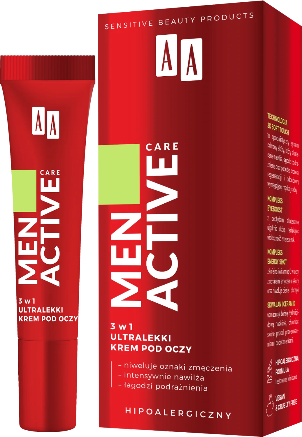 AA MEN Active Care ultralekki krem pod oczy 3w1, 15 ml 