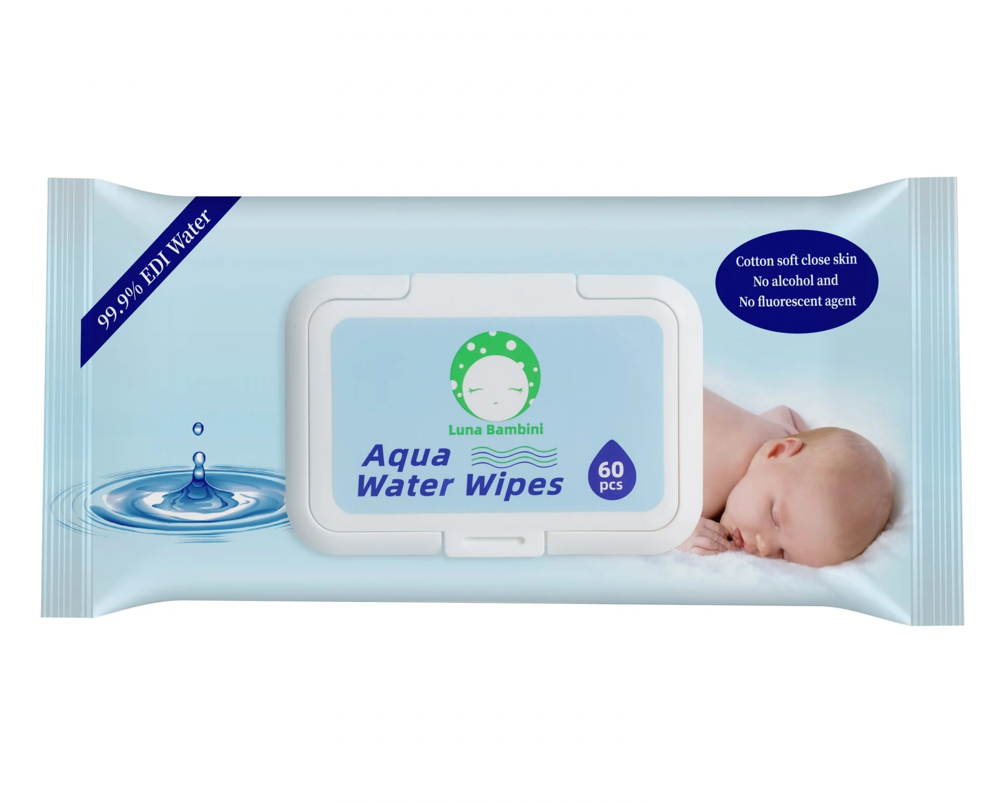 Luna Bambini Aqua Water Wipes chusteczki wodne, 60 szt. 