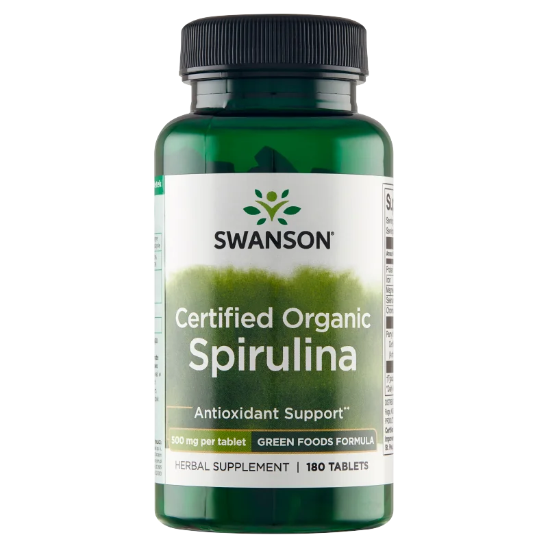 Swanson Spirulina organiczna certyfikowana, suplement diety, 180 kapsułek