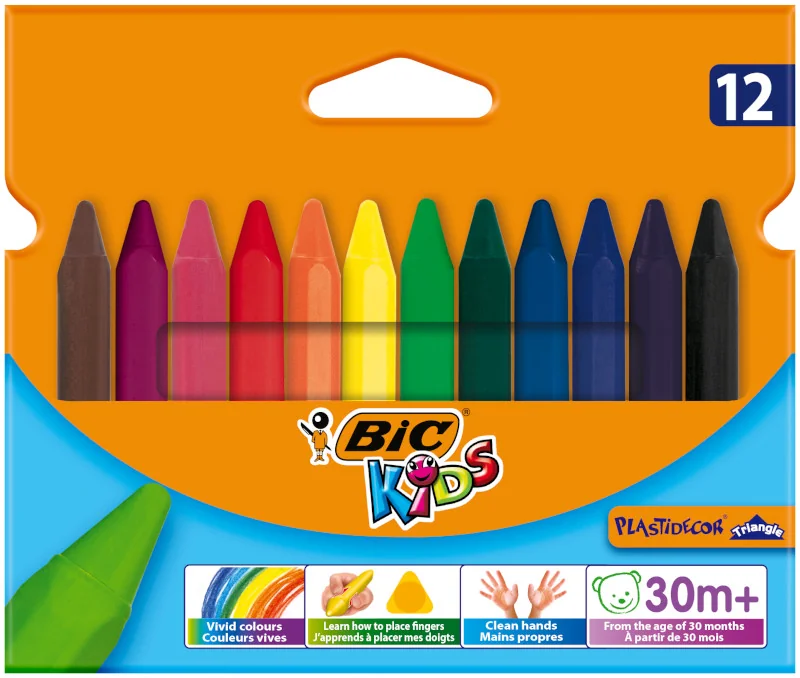 BIC Kids Plastidecor Triangle kredki świecowe, 12 szt.