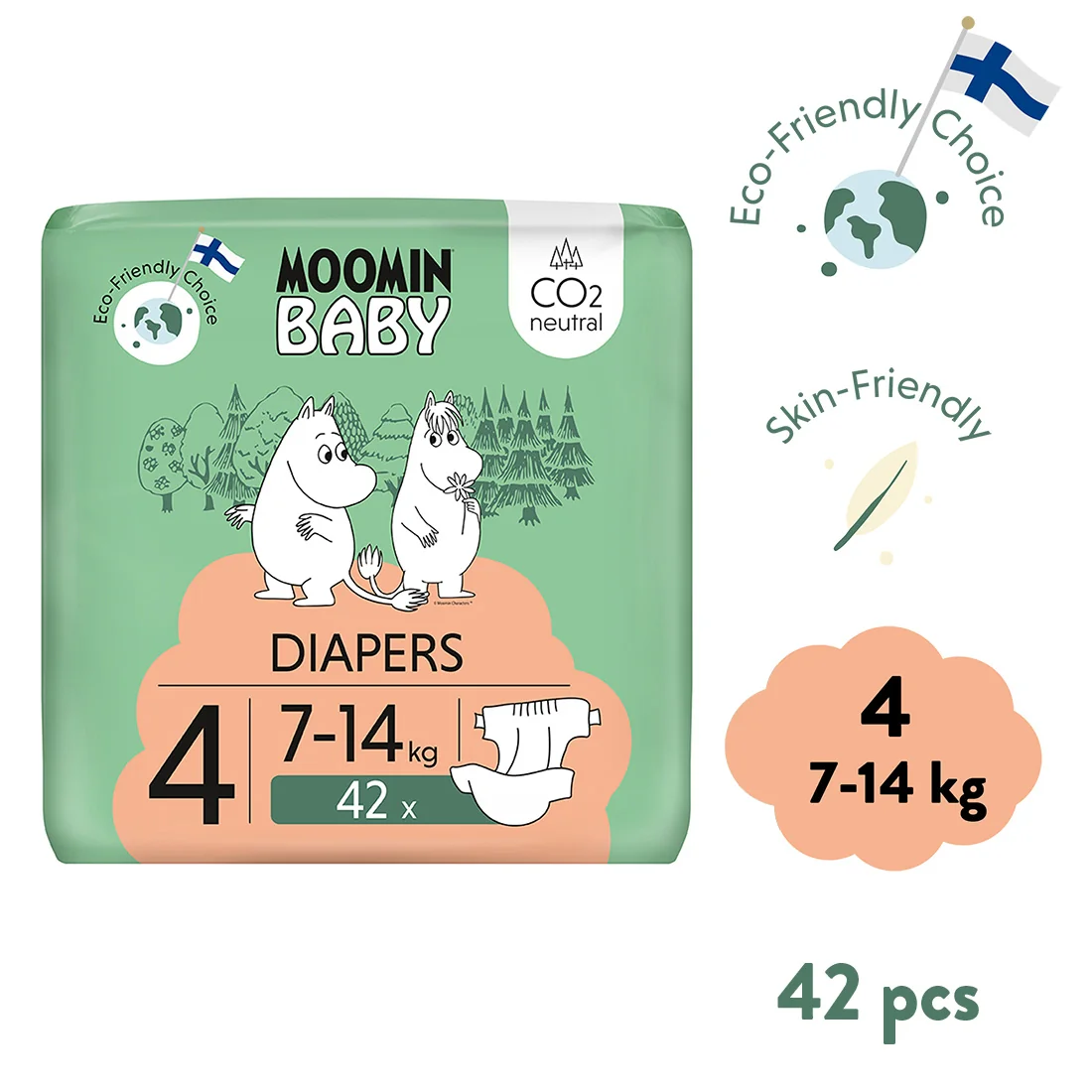 Moomin Baby, pieluszki 4 Maxi 7-14 kg, 42 szt.