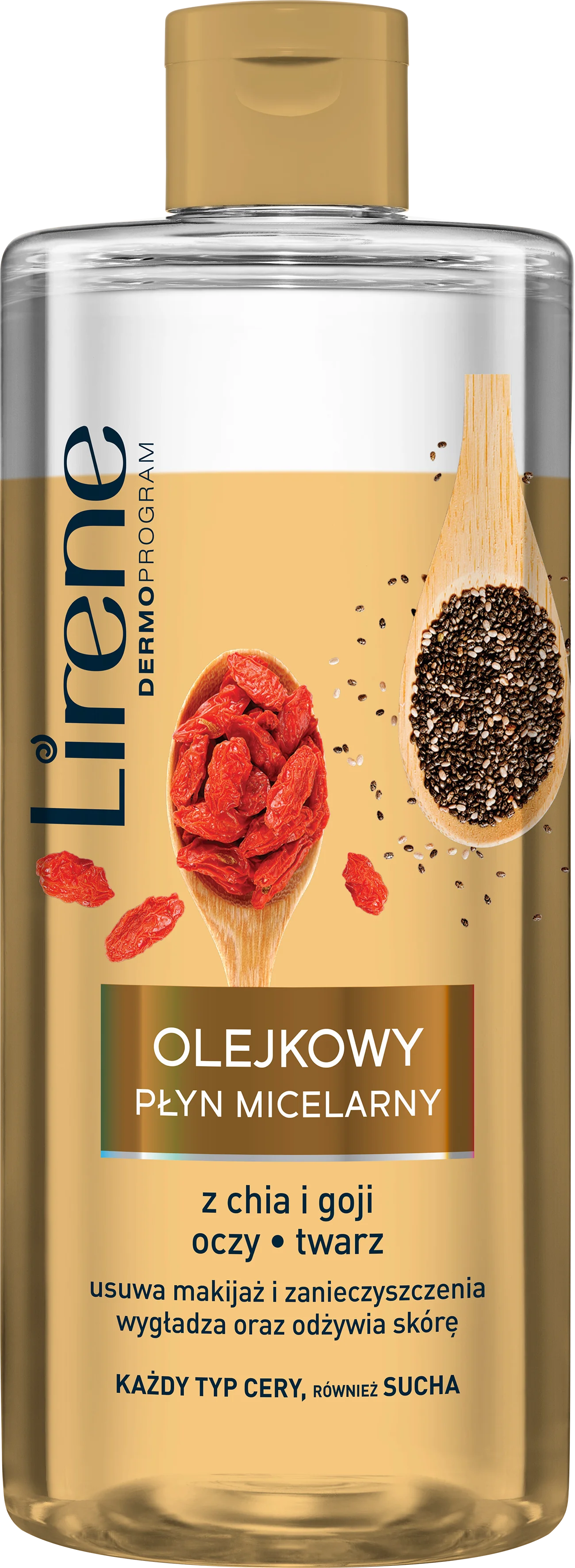 Lirene, olejkowy płyn micelarny z chia i goji, 400 ml