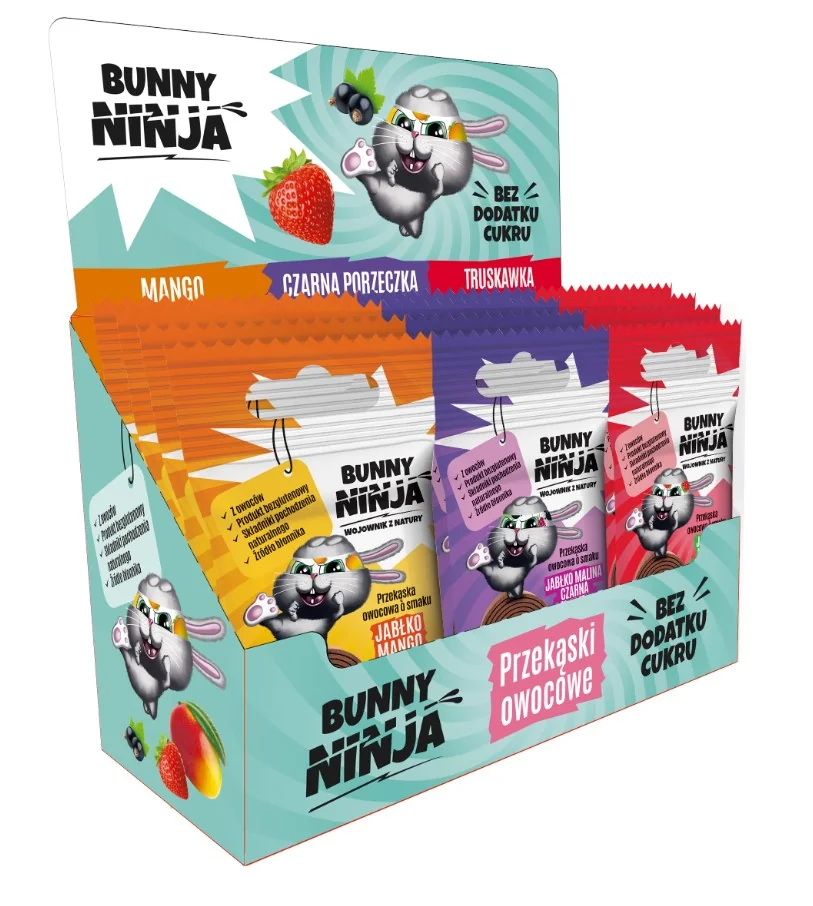 Bunny Ninja Mix zestaw przekąsek owocowych bez cukru, 18 szt.