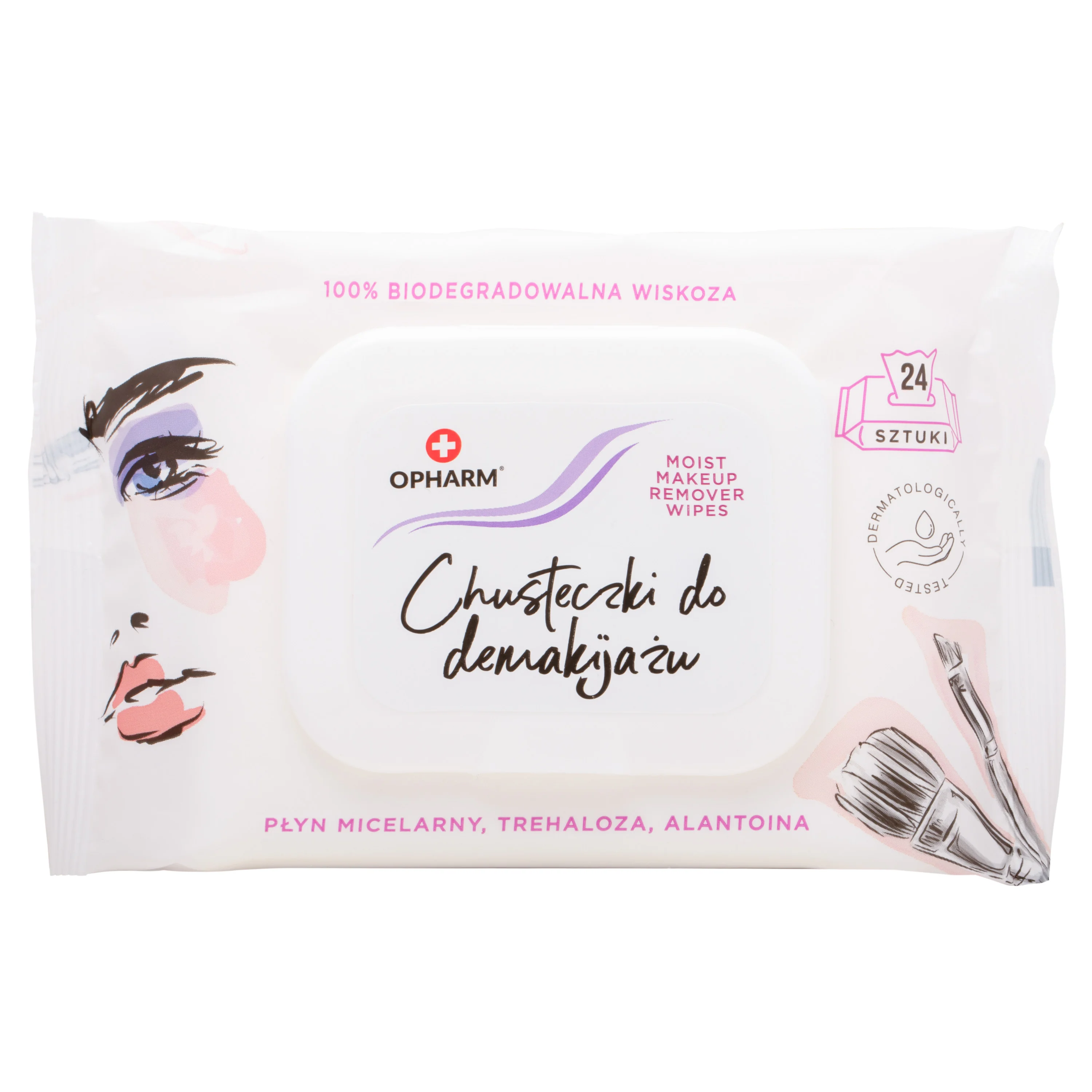 Opharm Make Up Off Wipes, chusteczki nawilżane do demakijażu, 24 szt.