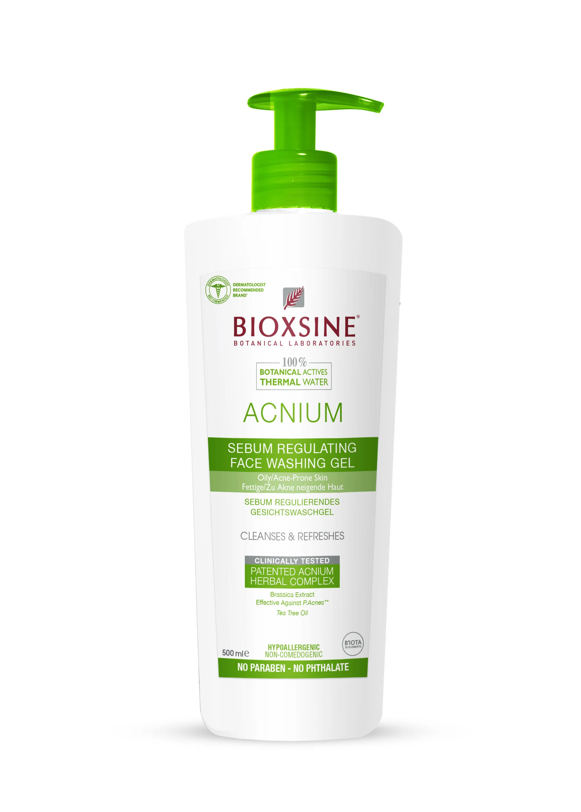 Bioxsine Acnium, żel do mycia twarzy regulujący sebum, 500 ml