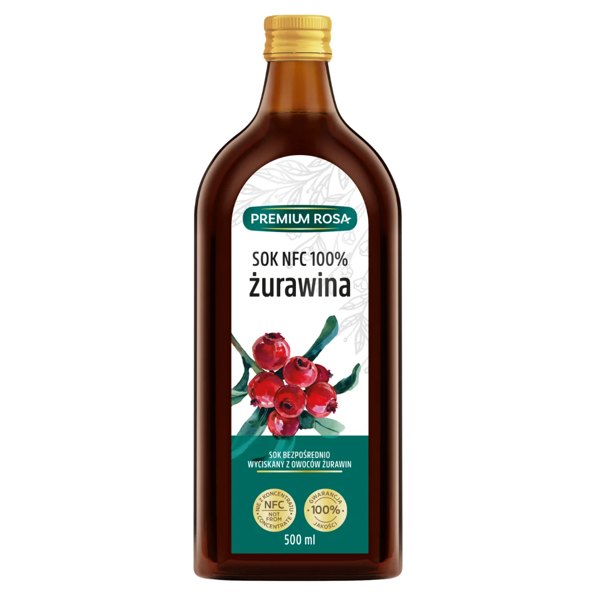 Premium Rosa Sok NFC 100% Żurawina,  500 ml