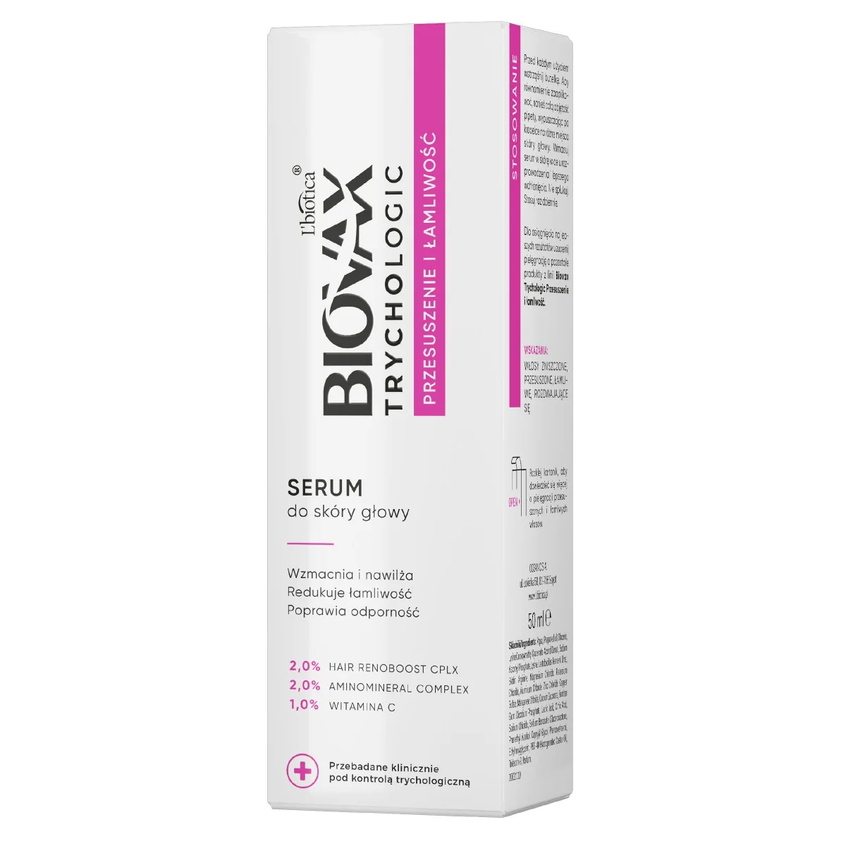 Biovax Trychologic Przesuszenie i Łamliwość, serum do skóry głowy, 50 ml