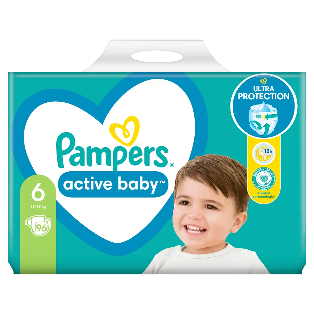 Pampers Active Baby, pieluchy rozmiar 6, 13-18 kg, 96 sztuk